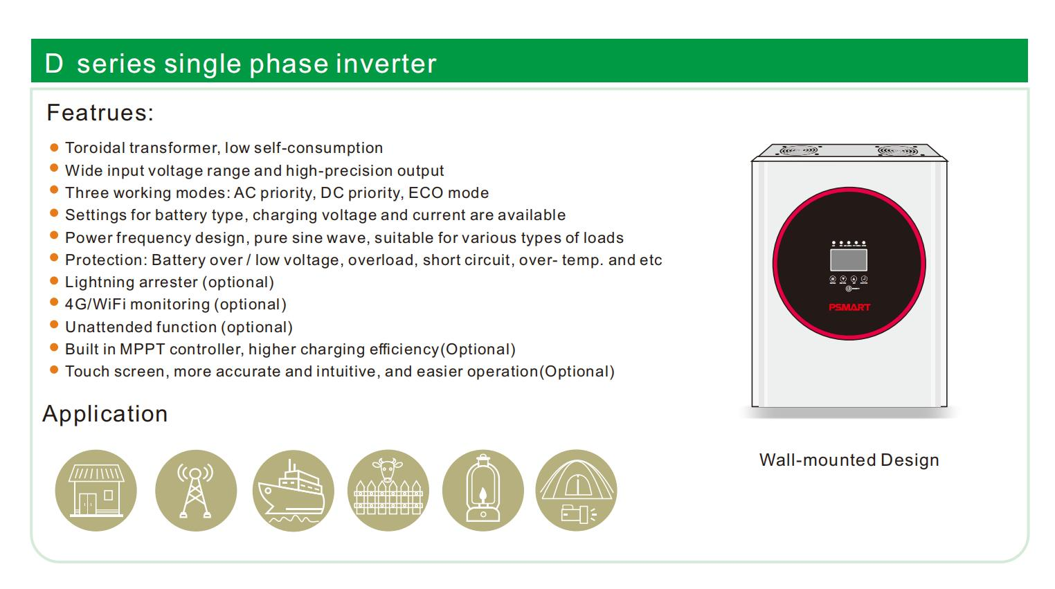 Meilleure qualité hors réseau hybird 5kw 100a 48v onduleur solaire monophasé intégré MPPT mural 