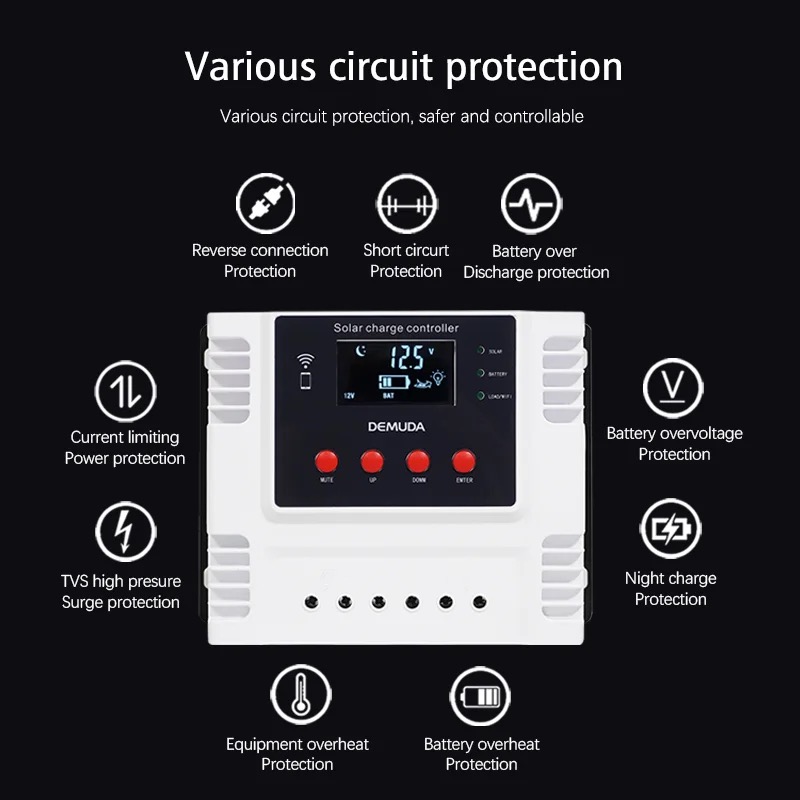 Offre spéciale contrôleur de charge solaire 12V 24V 48V contrôleur solaire 60A applications WIFI contrôleur de chargeur solaire PMW 10A 20A 30A 40A 50A pour système solaire domestique