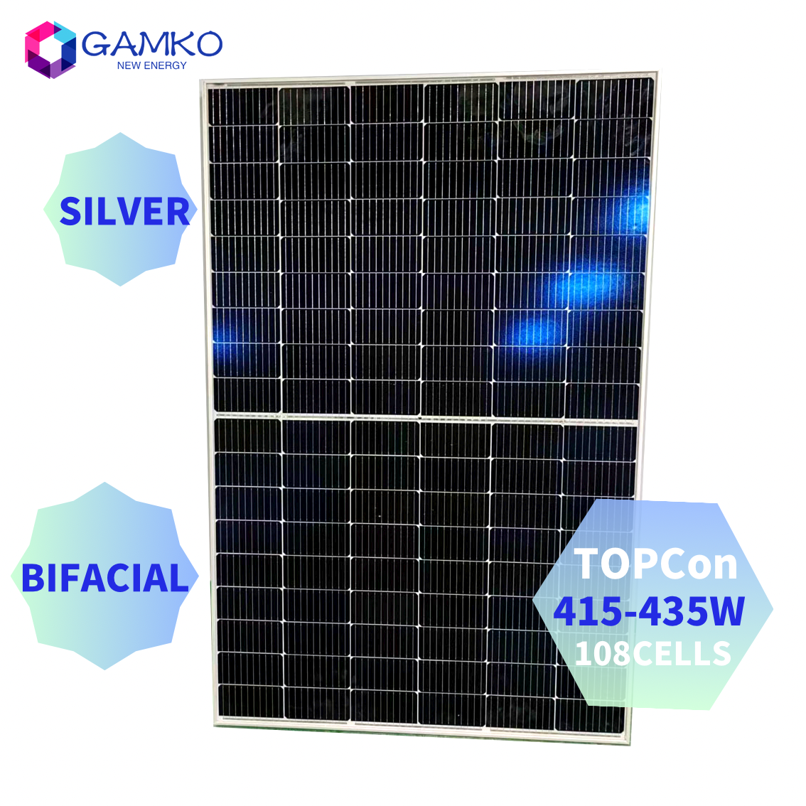 Panneaux solaires bifaciaux entièrement noirs à haut rendement panneau solaire à usage domestique 430w 435w panneaux solaires TOPCon 415w 420w 425w