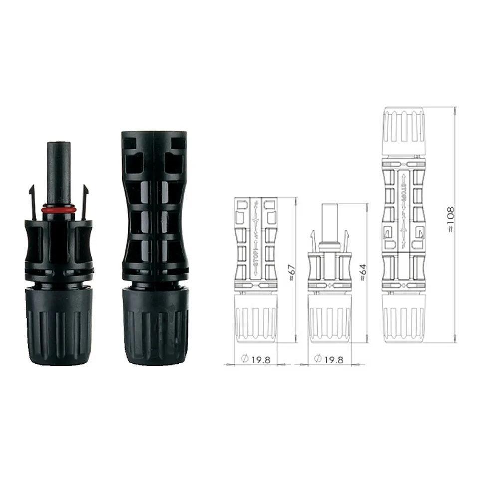 1pin mâle femelle PV étanche connecteur de câble de panneau solaire 30A 1500V connecteurs solaires pour système d'énergie PV