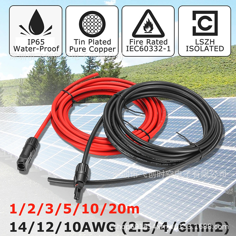 Câble PV noir rouge 6mm2 1000V 1500V fil de cuivre étamé câble solaire PV pour centrale solaire de bonne qualité en provenance de chine