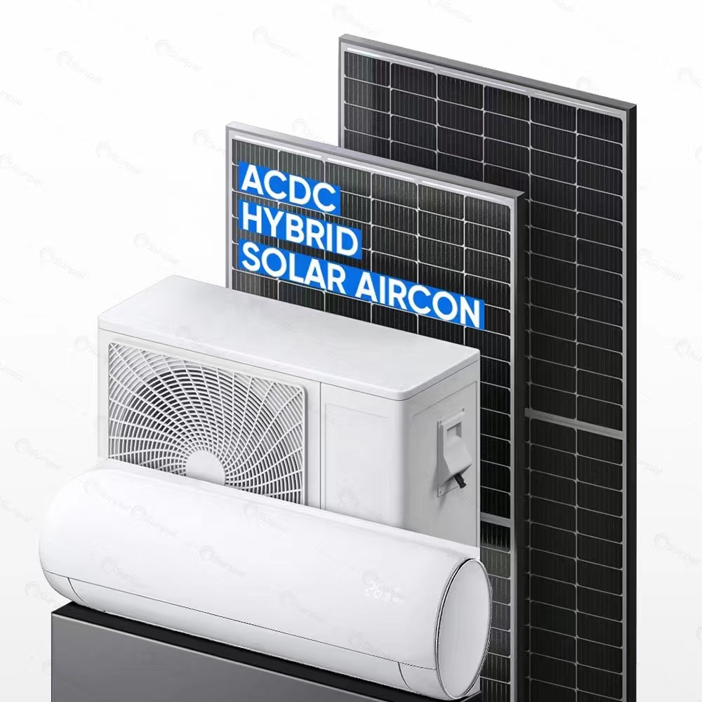 18000BTU PV Direct Solar Powered Air Conditioner ACDC Hybrid Energy Renewable Air Conditioning Heat Pump Solar Panel System